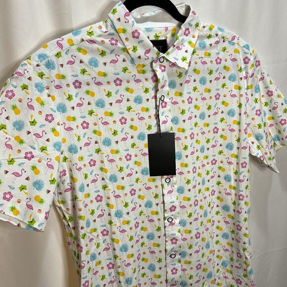 Loft 604 Flamingo Printed Button Down Shirt Size M - Picture 3 of 6